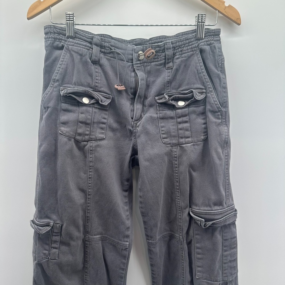 Honey Peach Pants Womens M Stretch Gray Cargo Utility Pockets Comfort Outdoor